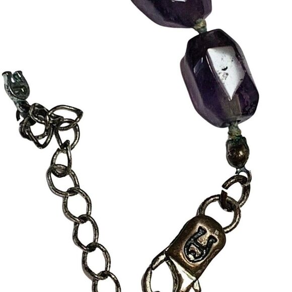 Vintage Etienne Aigner Genuine Purple Amethyst Silver Tone Chain Necklace 21in - Picture 6 of 9